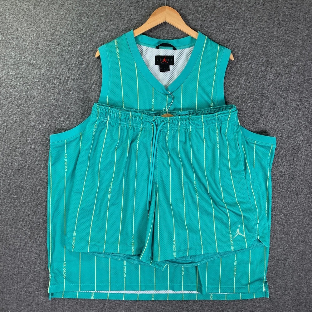 Jordan Teal Green Pinstripe Basketball Jersey and Shorts Set